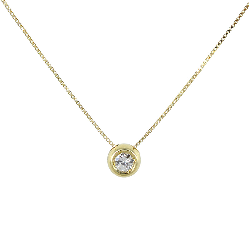 Collana oro giallo Punto Luce Cipollina piccola con diamante ct 0.07 G VS 