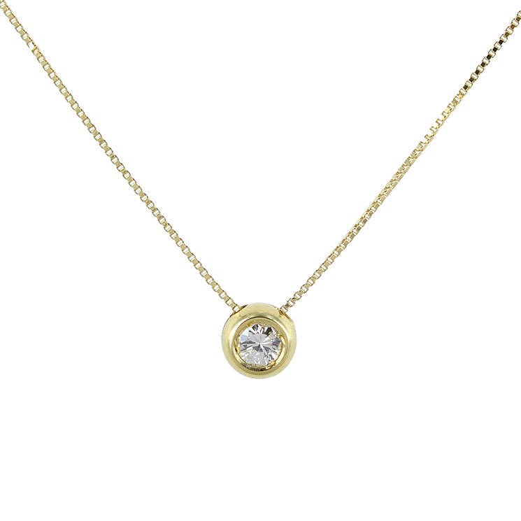 Collana oro giallo Punto Luce Cipollina piccola con diamante ct 0.09 G VS 