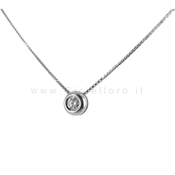 Collana Punto Luce Cipollina con diamante ct 0.10 G moschettone