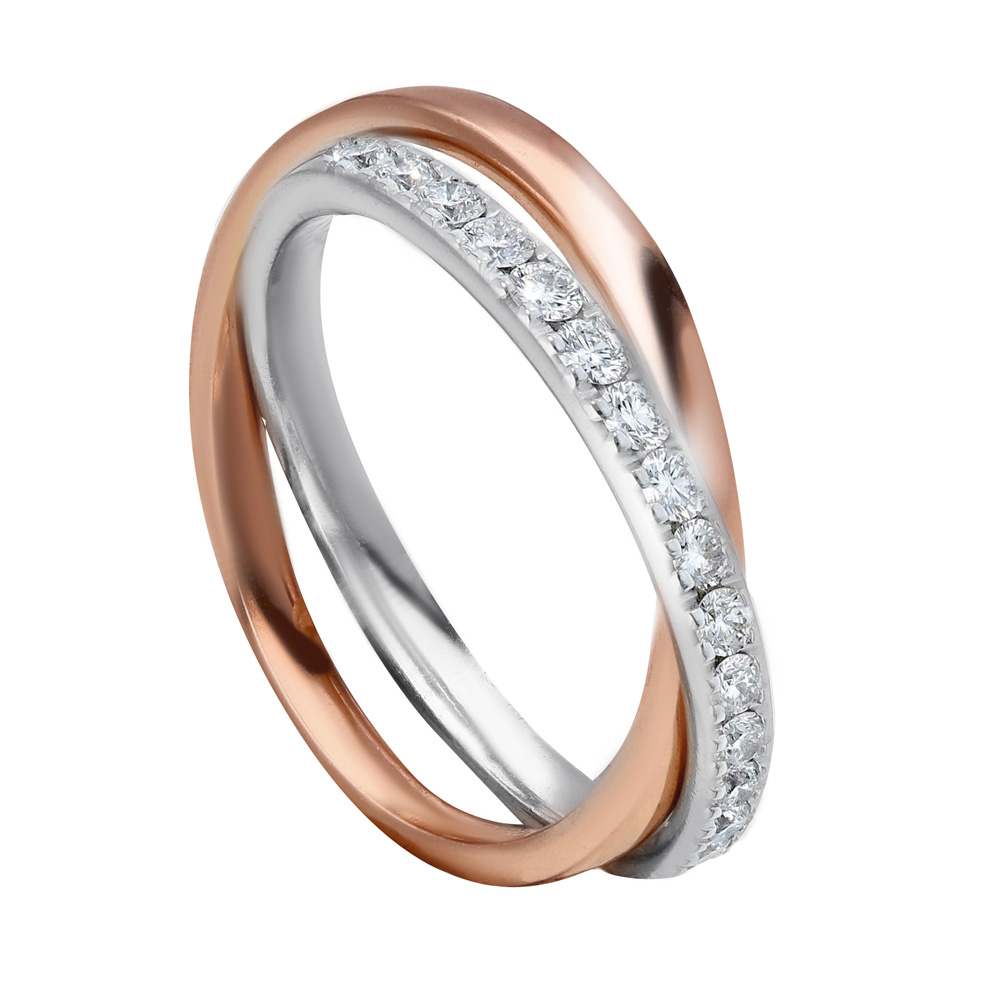 Fede Unoaerre Eternity per sempre collezione fedi 9.0 in oro bianco e rosa con diamanti