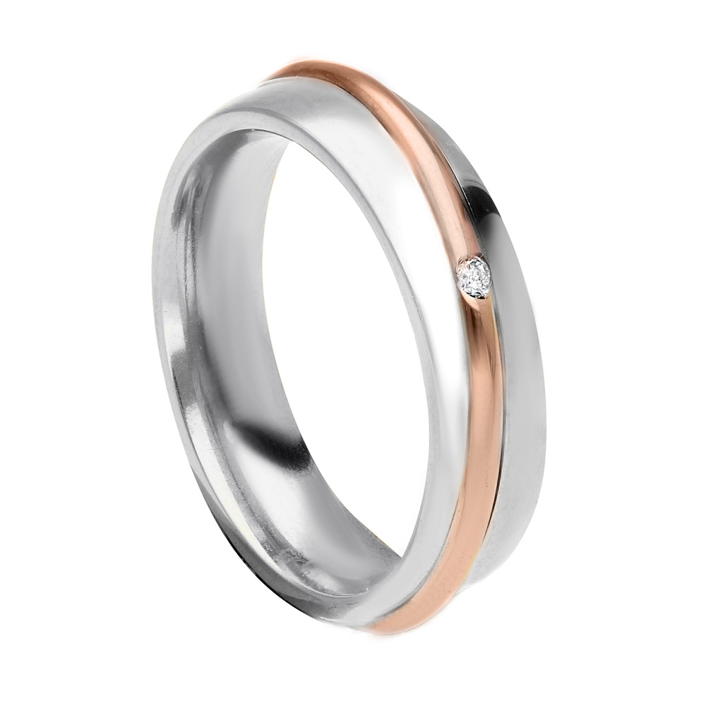 Fede Unoaerre Saturno collezione 9.0 in oro bianco e rosa con diamante 