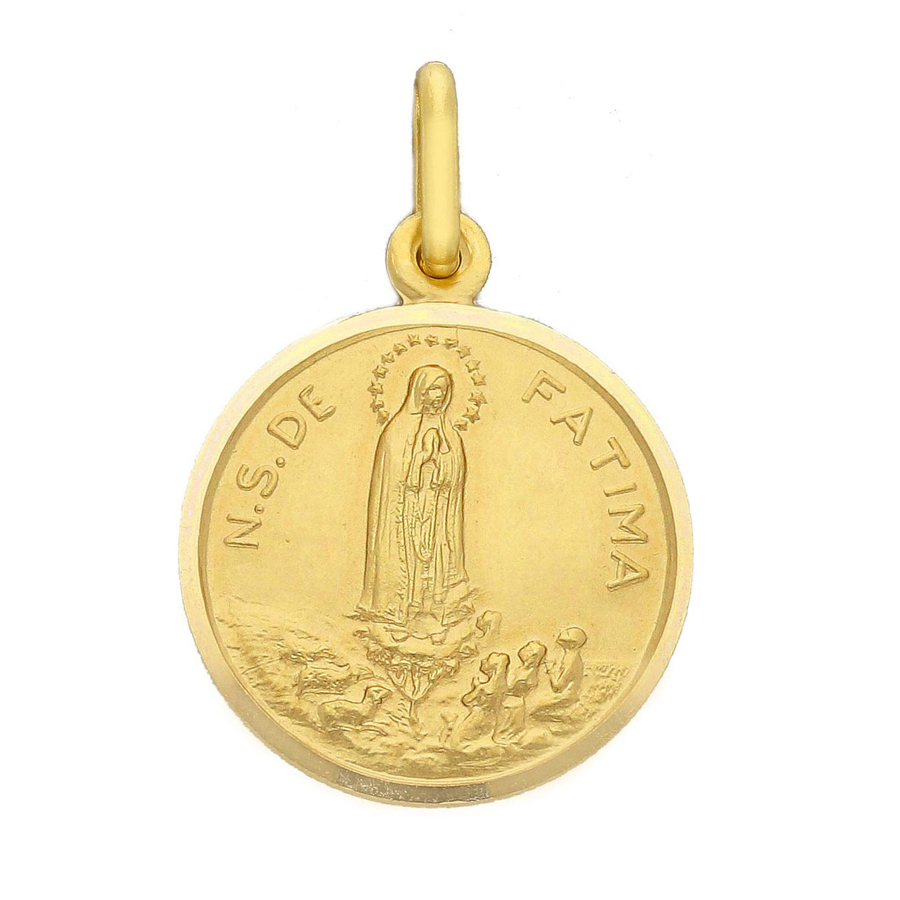 Medaglia Madonna di Fatima in oro giallo 17 mm