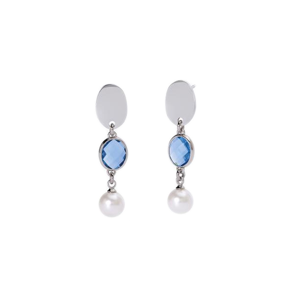 Orecchini da Donna 2Jewels in Acciaio con pietra azzura e perla  261365