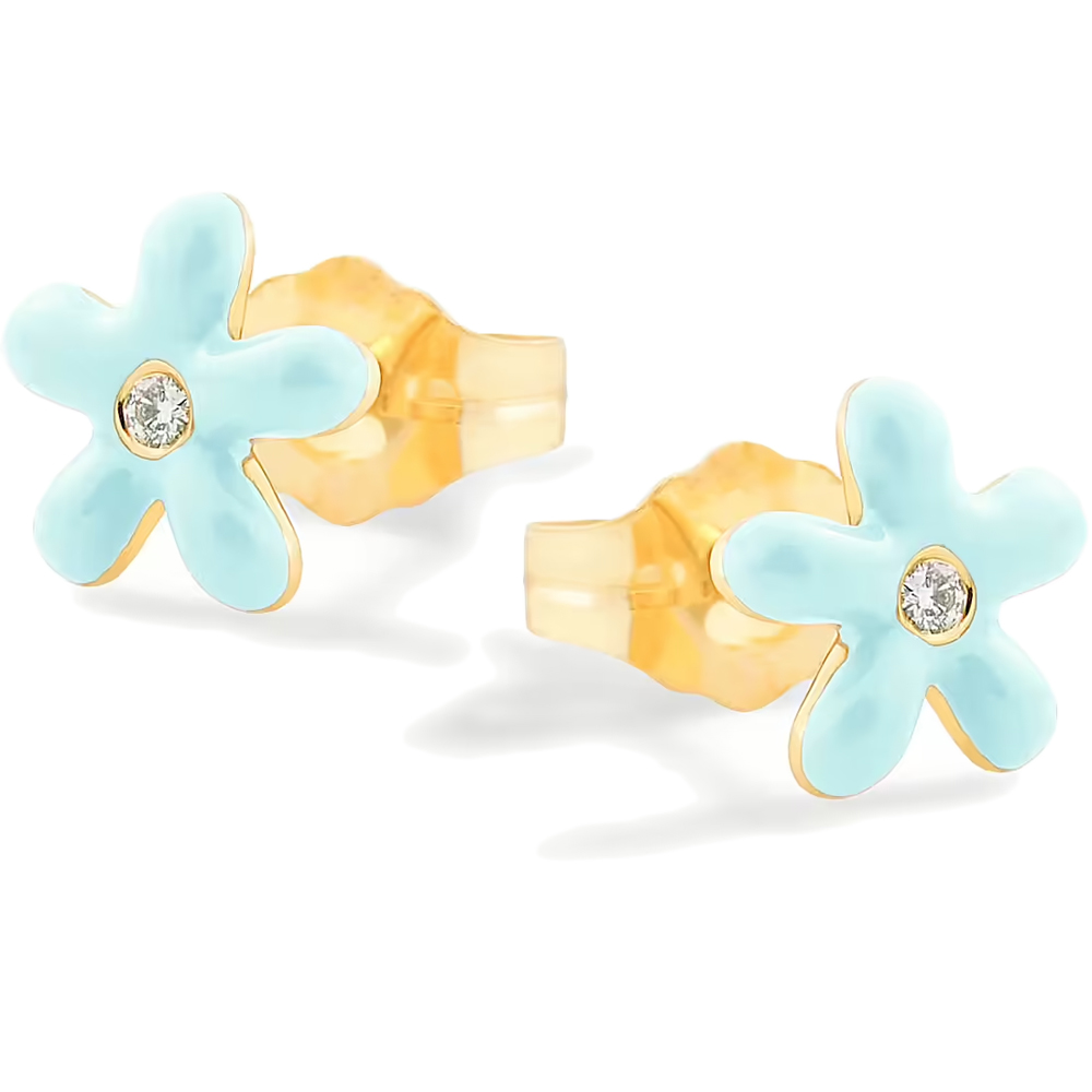 Orecchini Nanan da bambina in argento fiore azzurro NAN0496