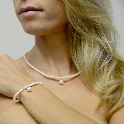 Collana Donna Miluna Perle Coltivate Diametro 5mm Perla Centrale 8