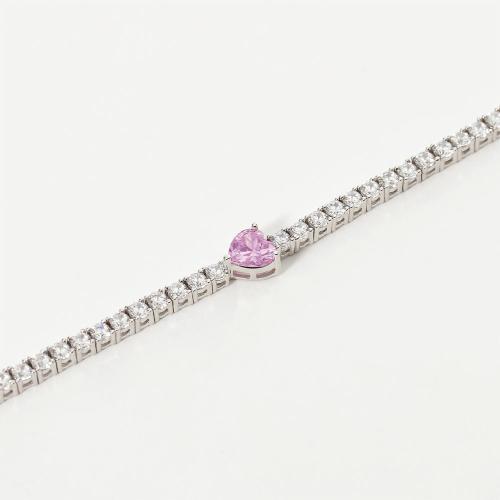 Bracciale donna Mabina in argento con Cuore Rosa e zirconi 533557-M