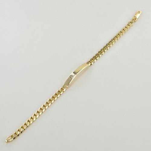 Bracciale grande da uomo in oro giallo con targhetta maglia groumette 22 cm  LAR