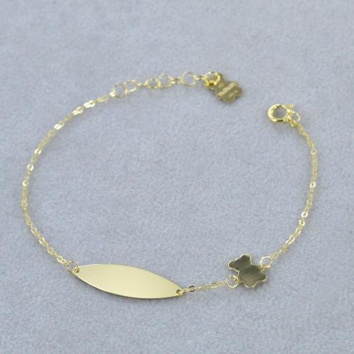 Bracciale Nanan da bambino/a in oro 9kt con targhetta personalizzabile  NGLD0004