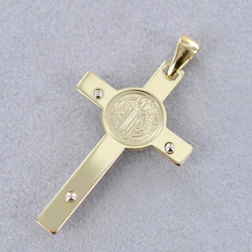 Croce di San Benedetto in oro bianco con medaglia