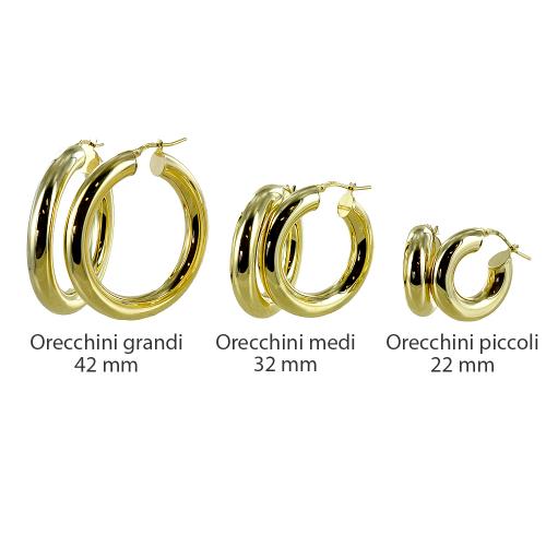 Orecchini a cerchio in argento dorato medi 32 mm orecchini campanella  bombata