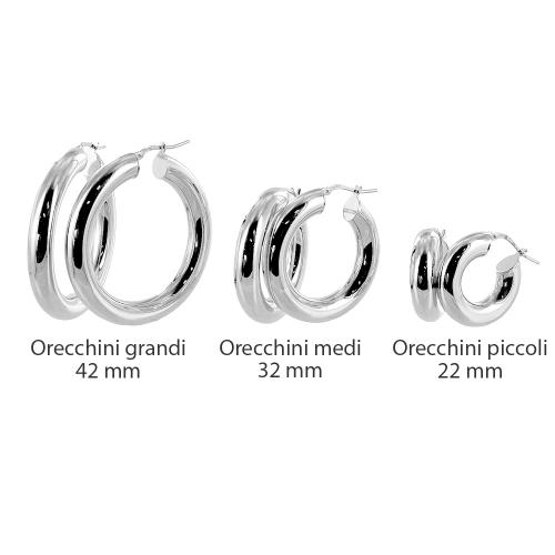 Orecchini a cerchio in argento piccoli 22 mm orecchini campanella bombata