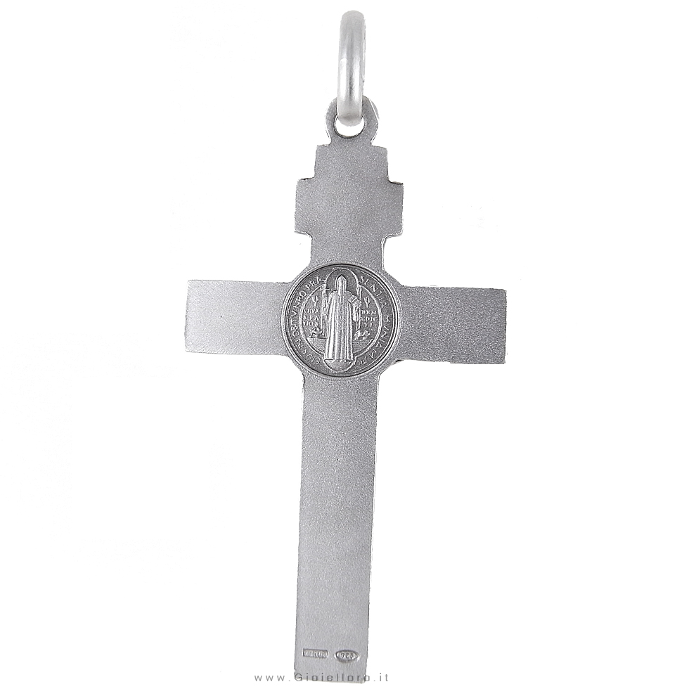 Croce di San Benedetto in argento con medaglia 23X38 mm - Argento IL CONIO