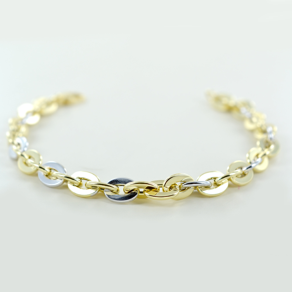 Bracciale da Donna in Oro Giallo e Bianco 18kt a Catena - 8684