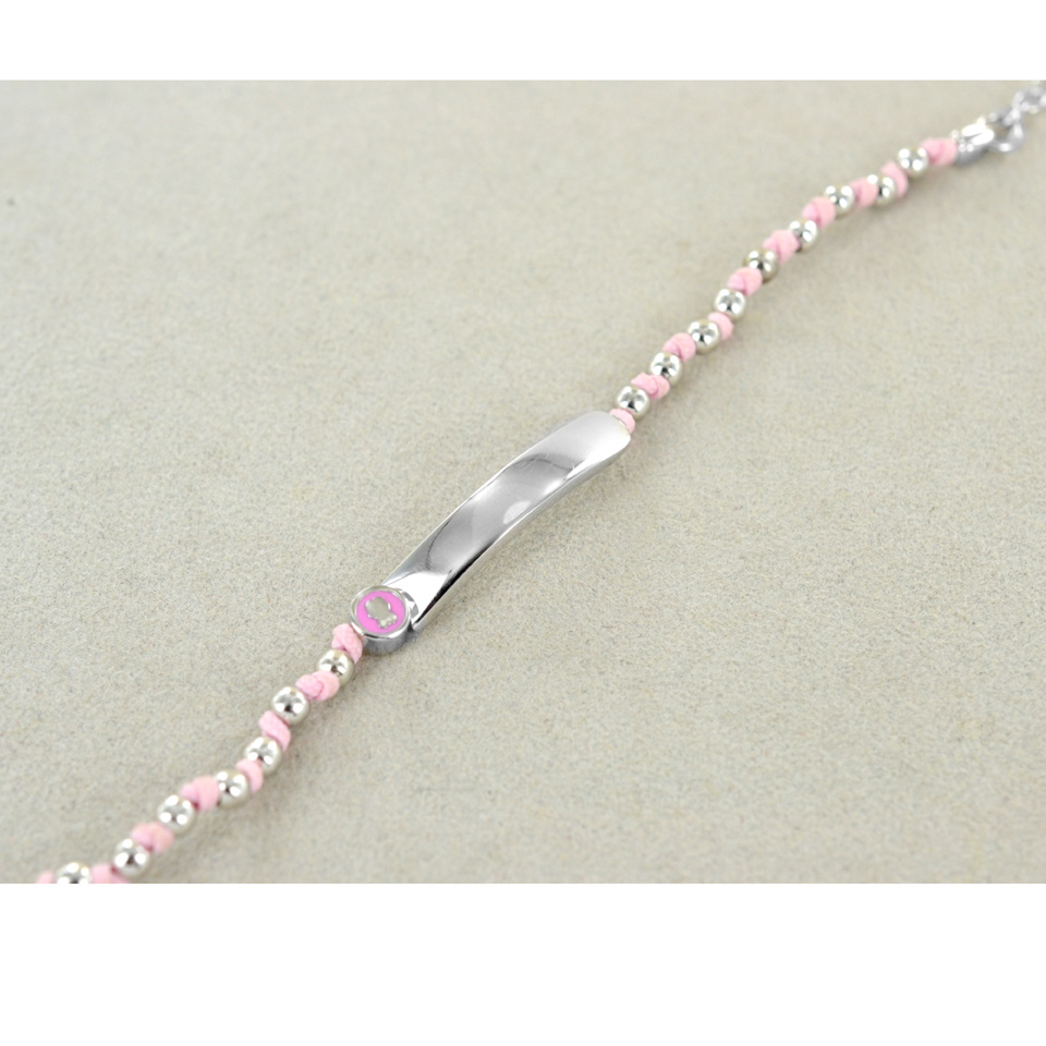 Bracciale Nanan da bambina rosa sfere in argento personalizzabile NAN0115