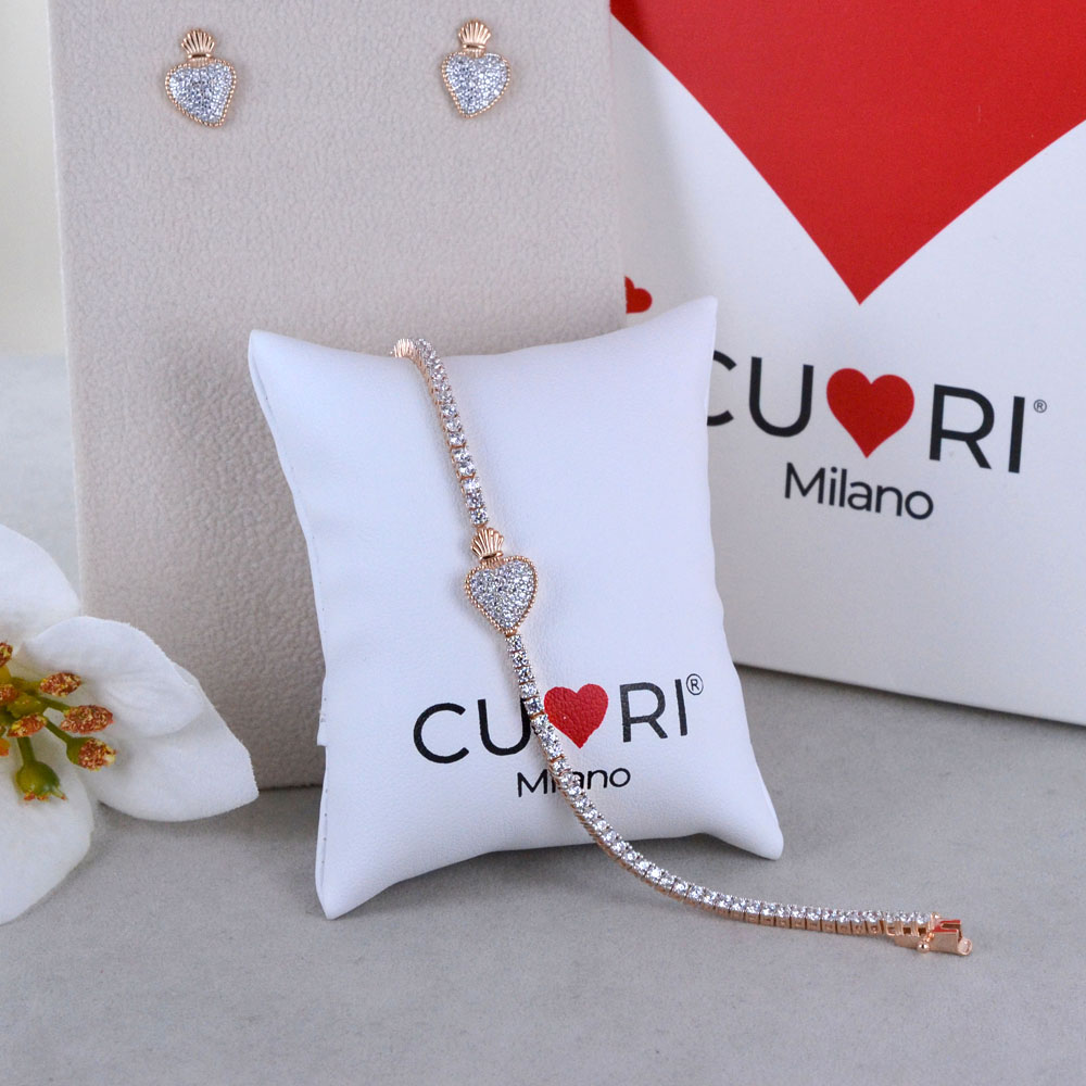 Orecchini in argento rosa Cuore Sacro Cosmic Love Cuori Milano