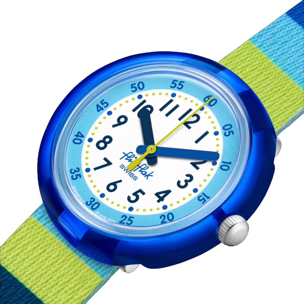 Orologio Bambino Swatch Flik Flak Stripy Blue Quarzo Solo Tempo